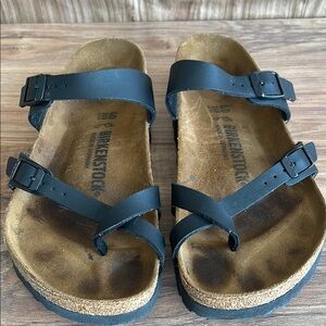 Pre-owned Birkenstock Mayari Strappy Sandals, Black, Women's 9 Men 7 (EU 40 )